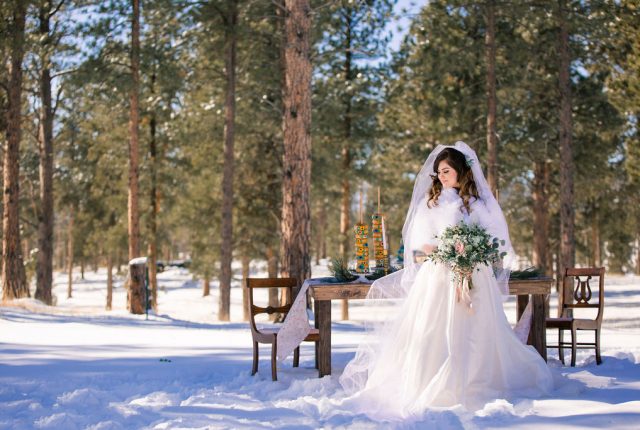 Outdoor Winter Wedding Inspiration with Turquoise and Gold Touches