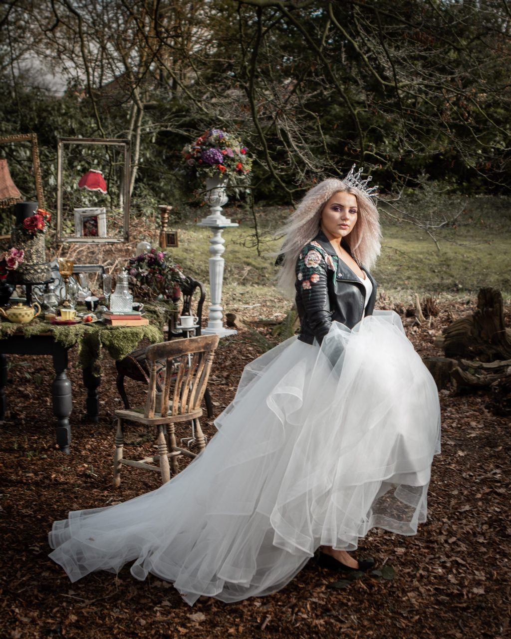 Wonderland Wedding Inspiration with Leather Jackets and Regal Crowns