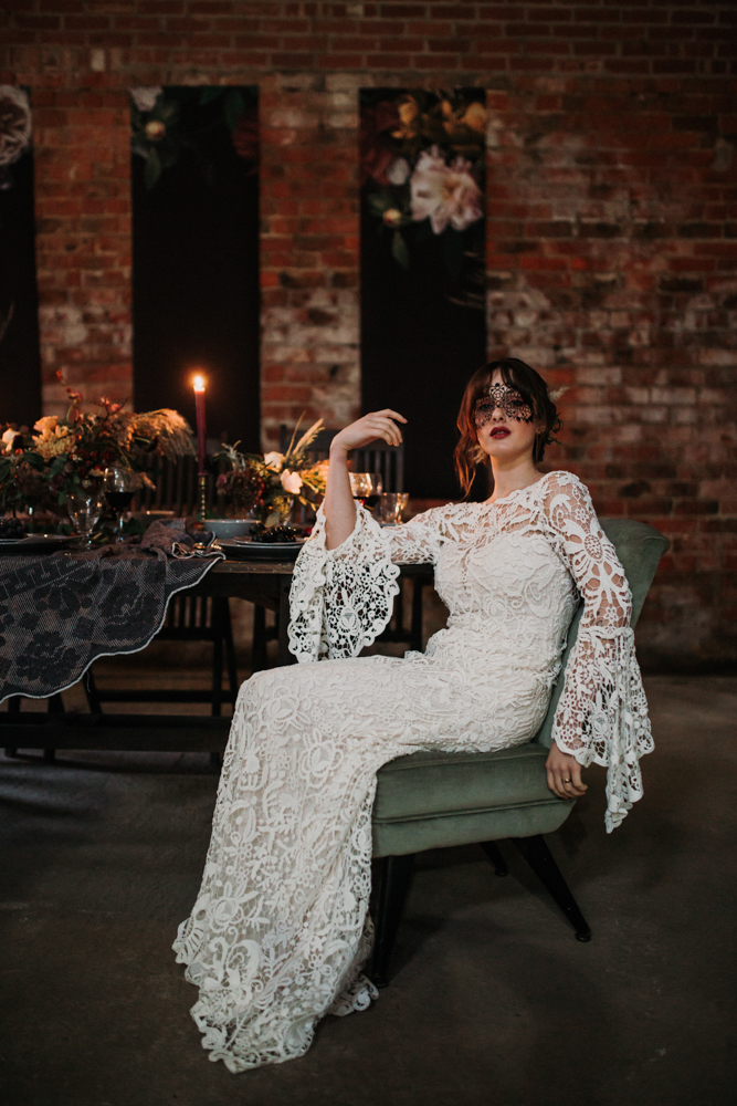 Boho Woodland Wedding with Black Wedding Cake and Autumnal Flowers