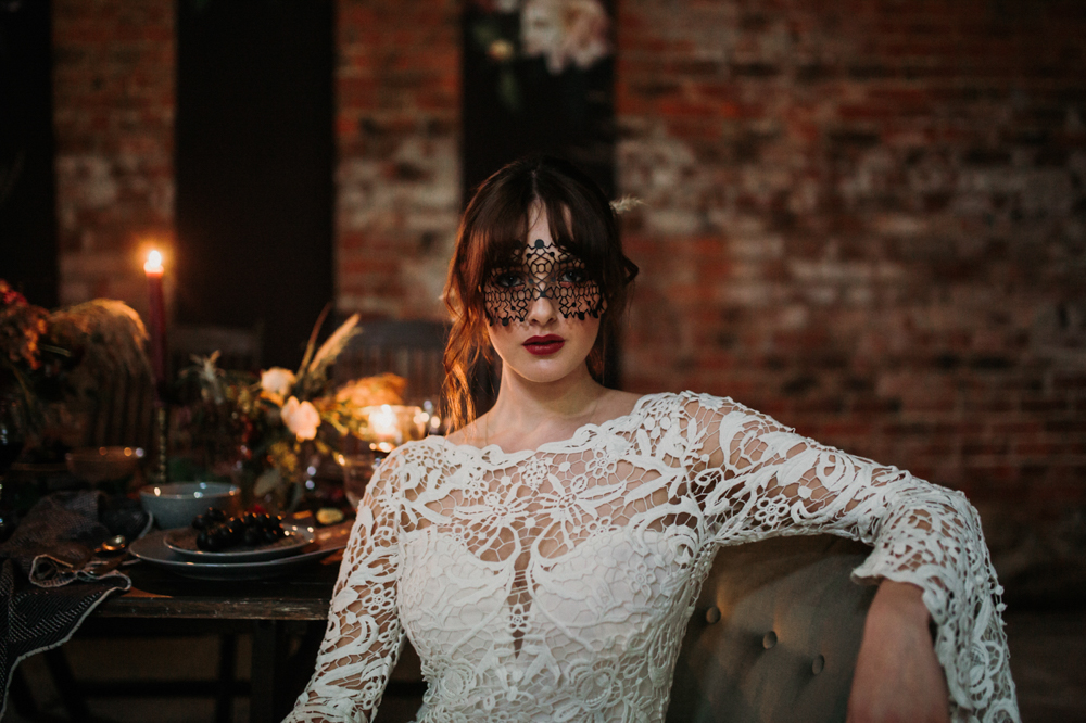 Boho Woodland Wedding with Black Wedding Cake and Autumnal Flowers