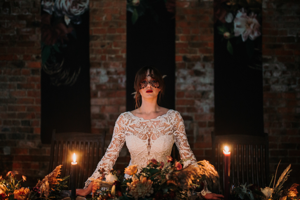 Boho Woodland Wedding with Black Wedding Cake and Autumnal Flowers