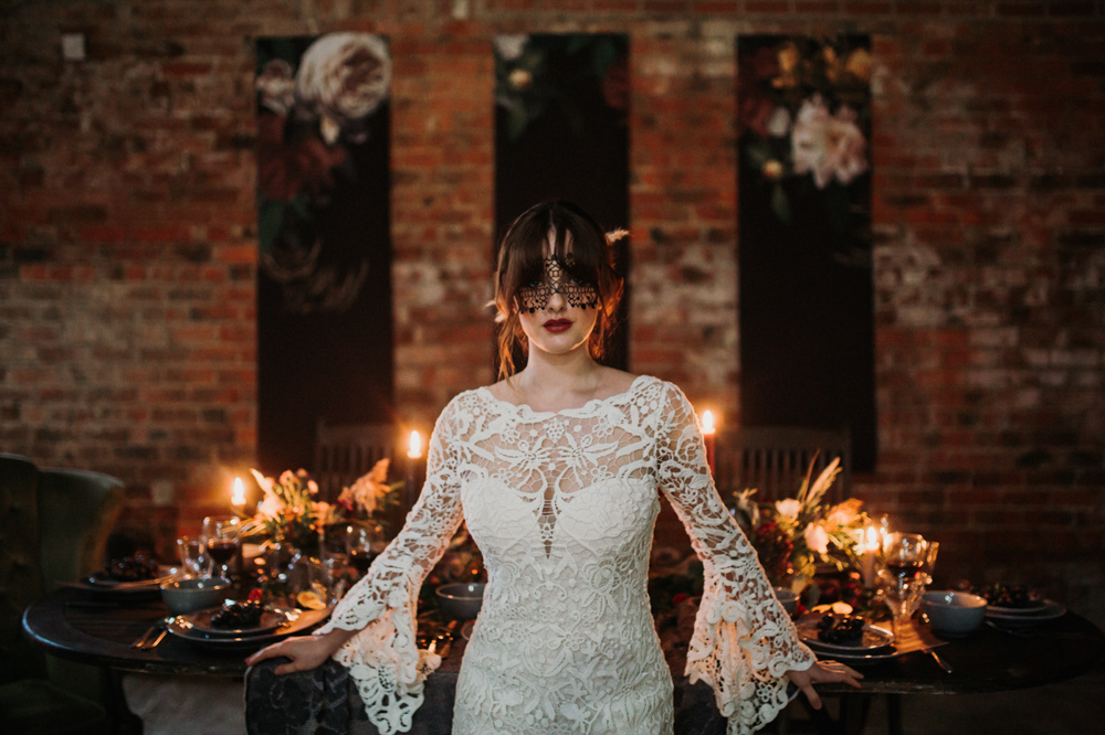 Boho Woodland Wedding with Black Wedding Cake and Autumnal Flowers