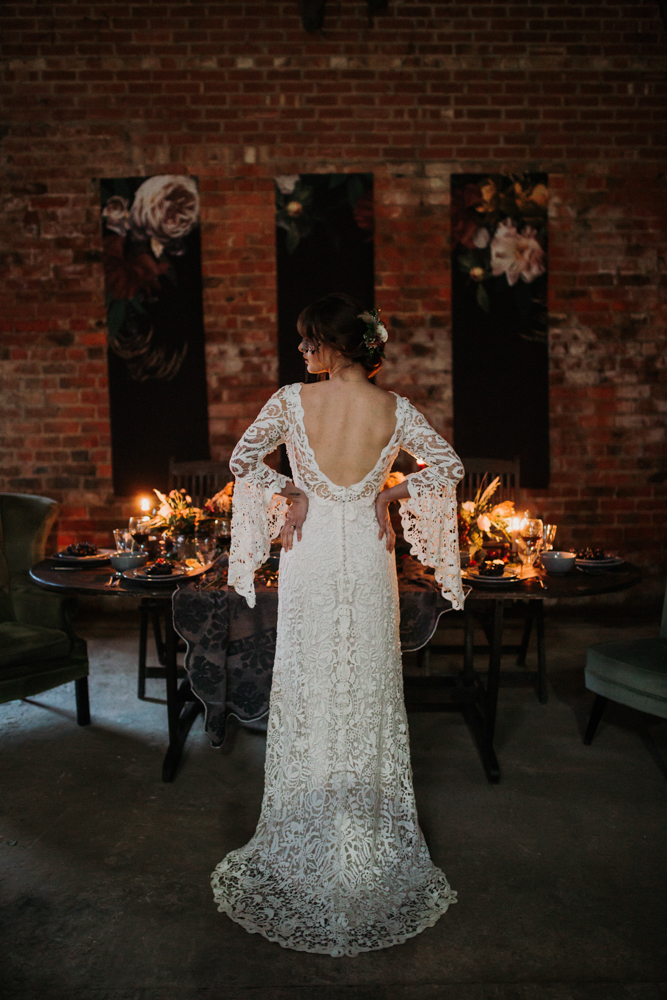 Boho Woodland Wedding with Black Wedding Cake and Autumnal Flowers