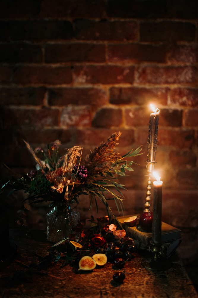 Boho Woodland Wedding with Black Wedding Cake and Autumnal Flowers