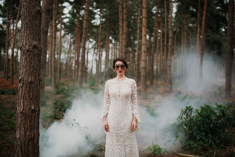 Boho Woodland Wedding with Black Wedding Cake and Autumnal Flowers