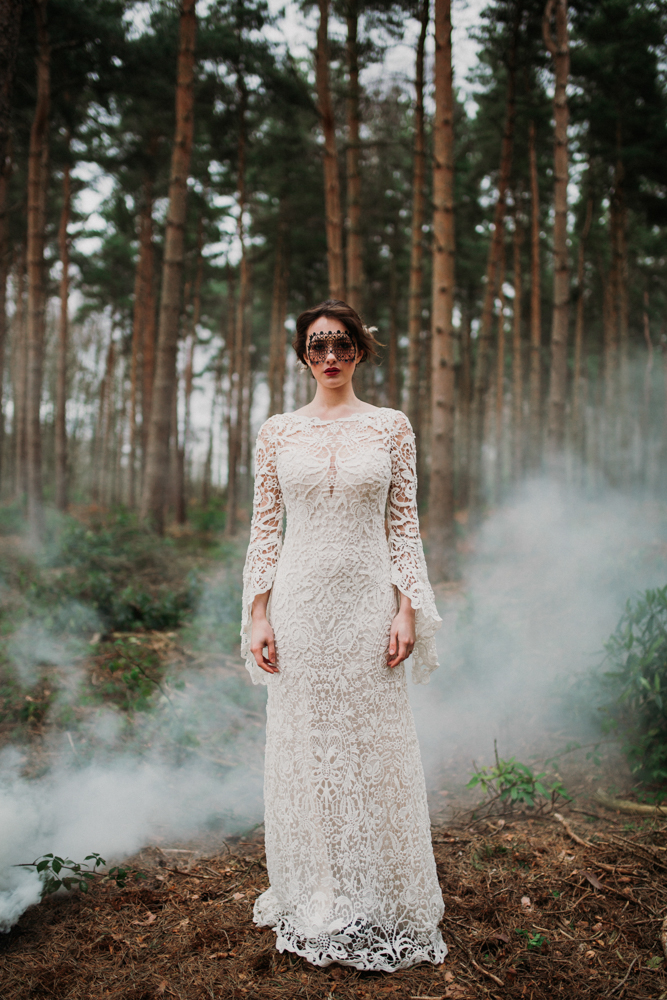 Boho Woodland Wedding with Black Wedding Cake and Autumnal Flowers