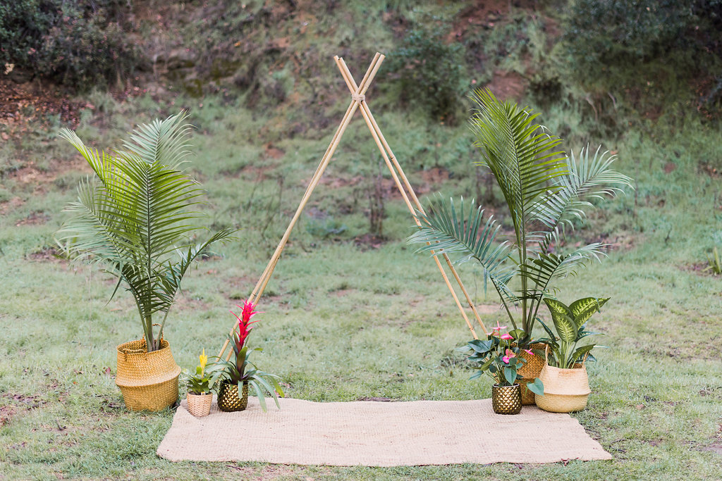 1940's Tropical Wedding with Bright, Bold Styling and Vintage Dresses