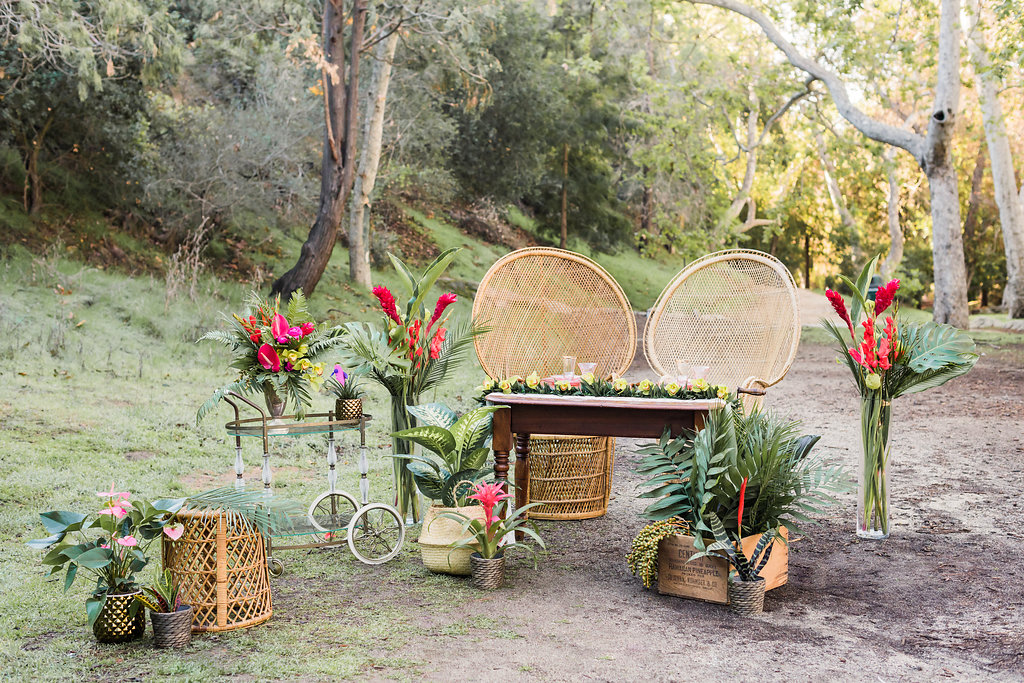 1940's Tropical Wedding with Bright, Bold Styling and Vintage Dresses