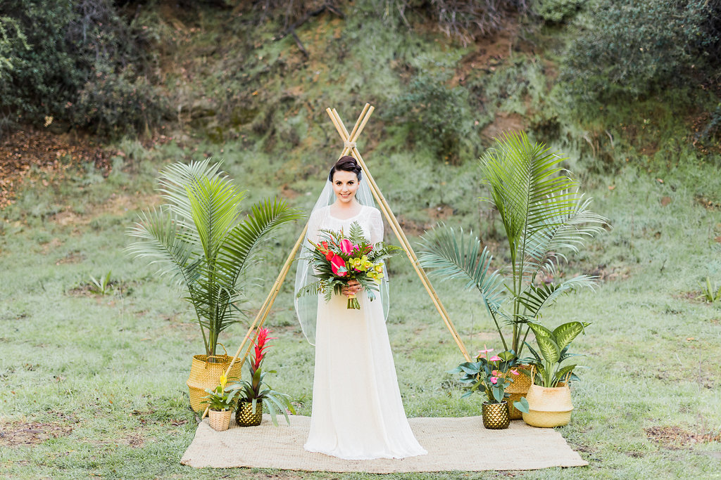 1940's Tropical Wedding with Bright, Bold Styling and Vintage Dresses