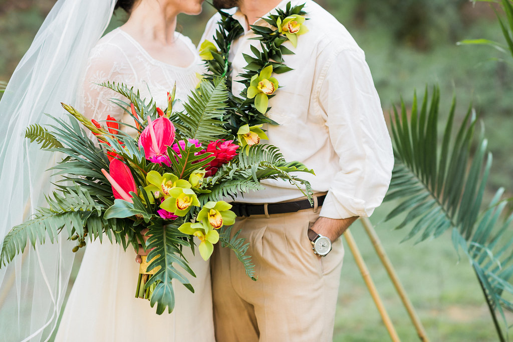 1940's Tropical Wedding with Bright, Bold Styling and Vintage Dresses