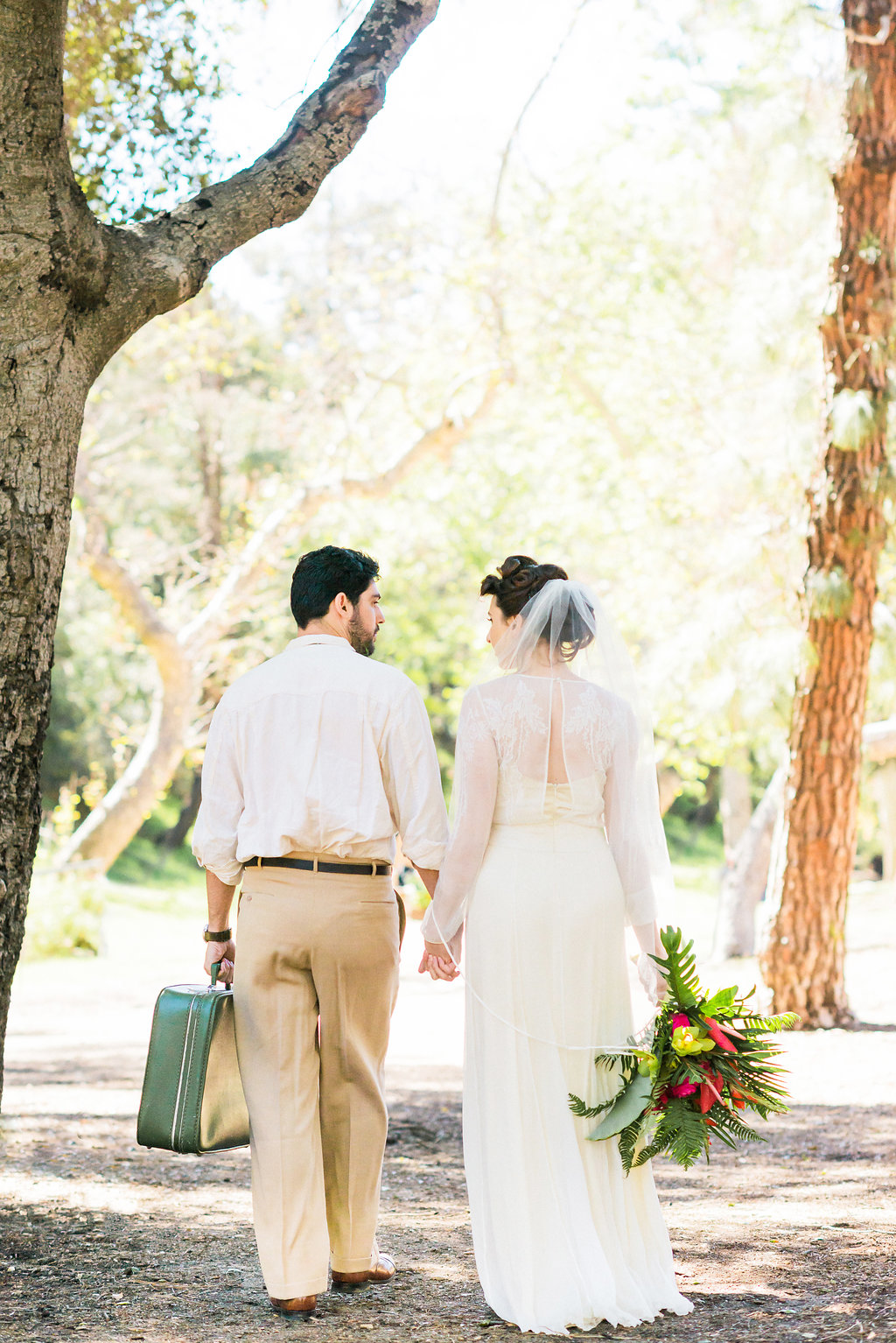 1940's Tropical Wedding with Bright, Bold Styling and Vintage Dresses