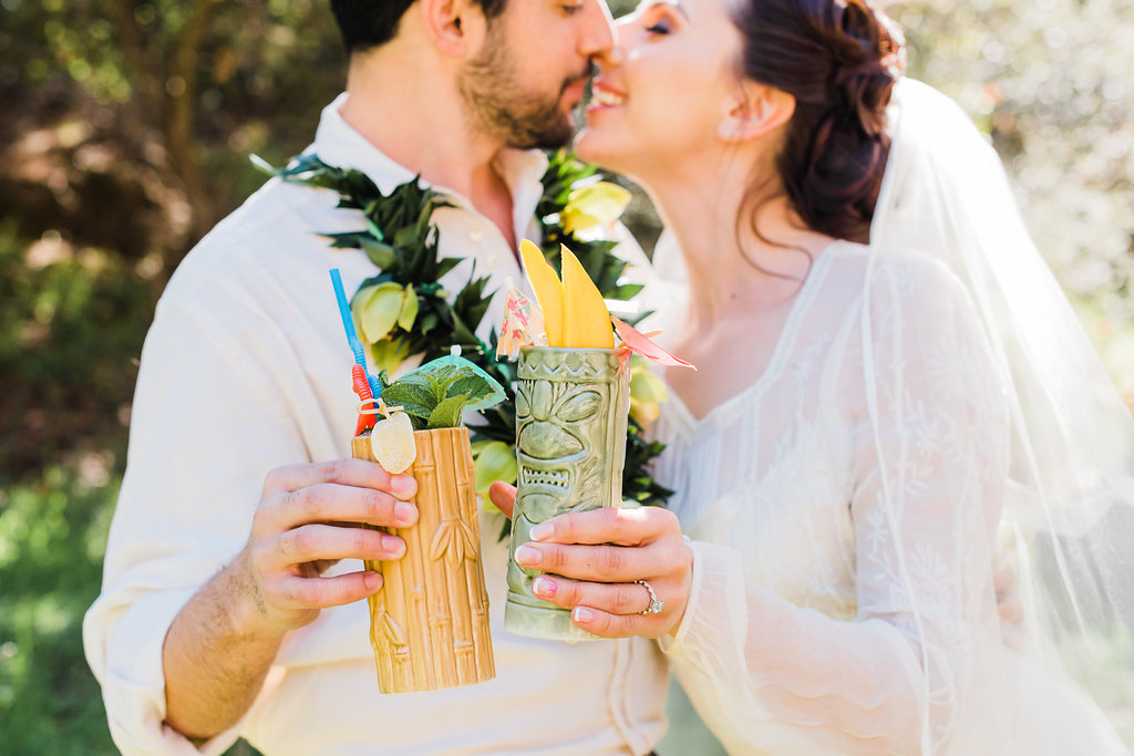 1940's Tropical Wedding with Bright, Bold Styling and Vintage Dresses