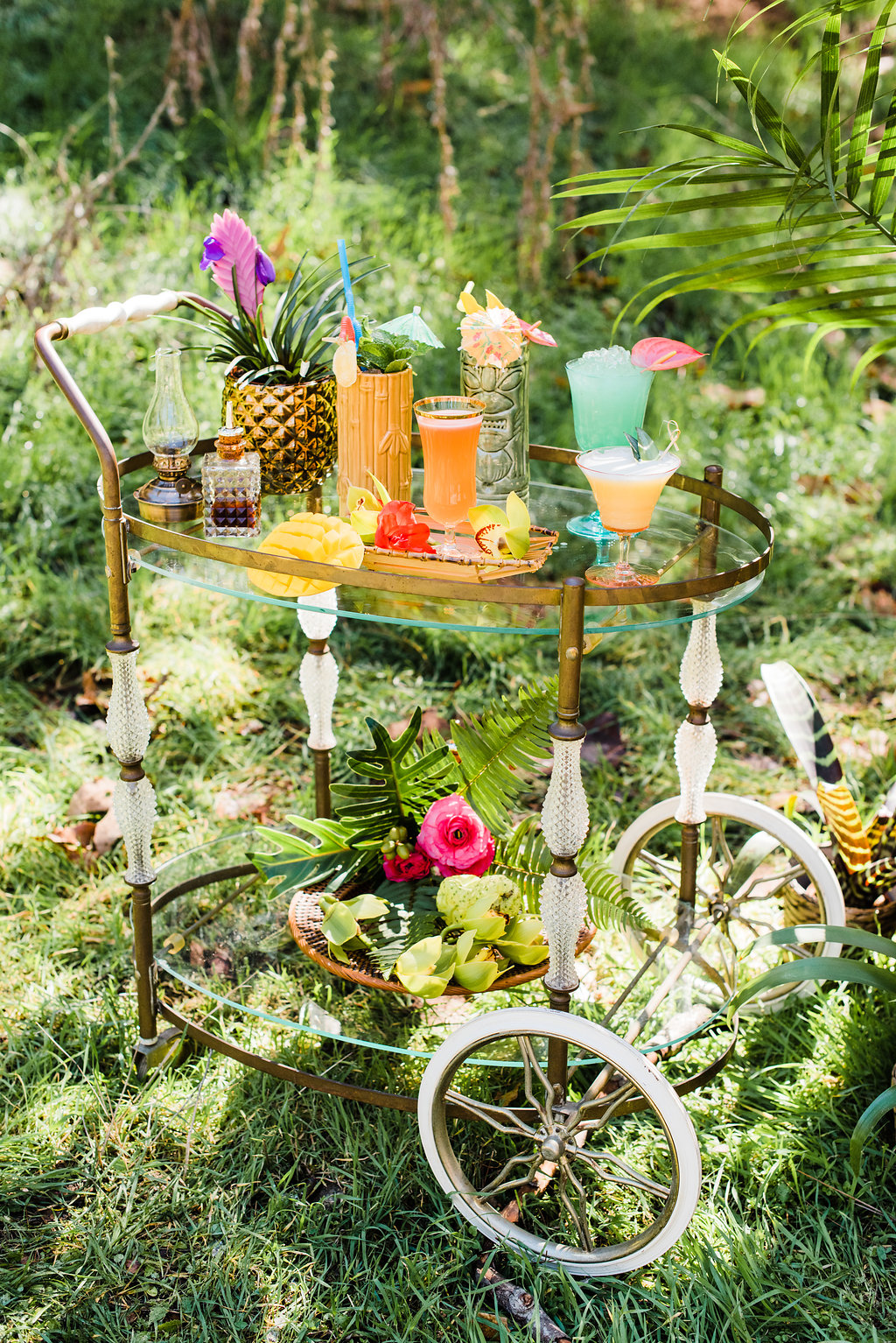 1940's Tropical Wedding with Bright, Bold Styling and Vintage Dresses