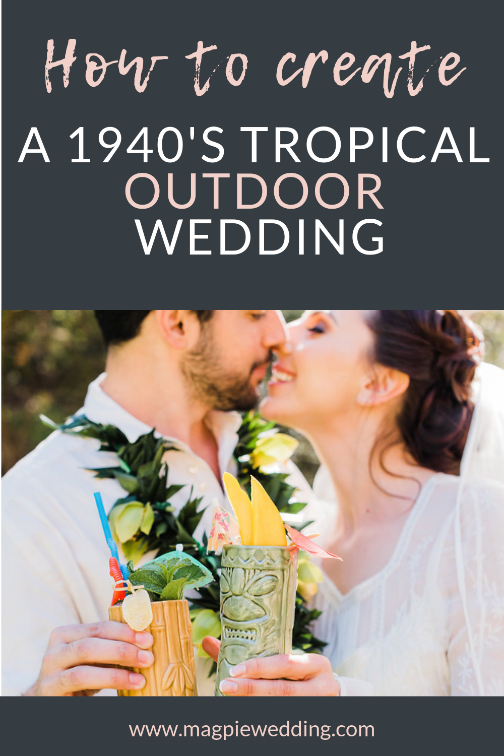 1940's Tropical Wedding with Bright, Bold Styling and Vintage Dresses