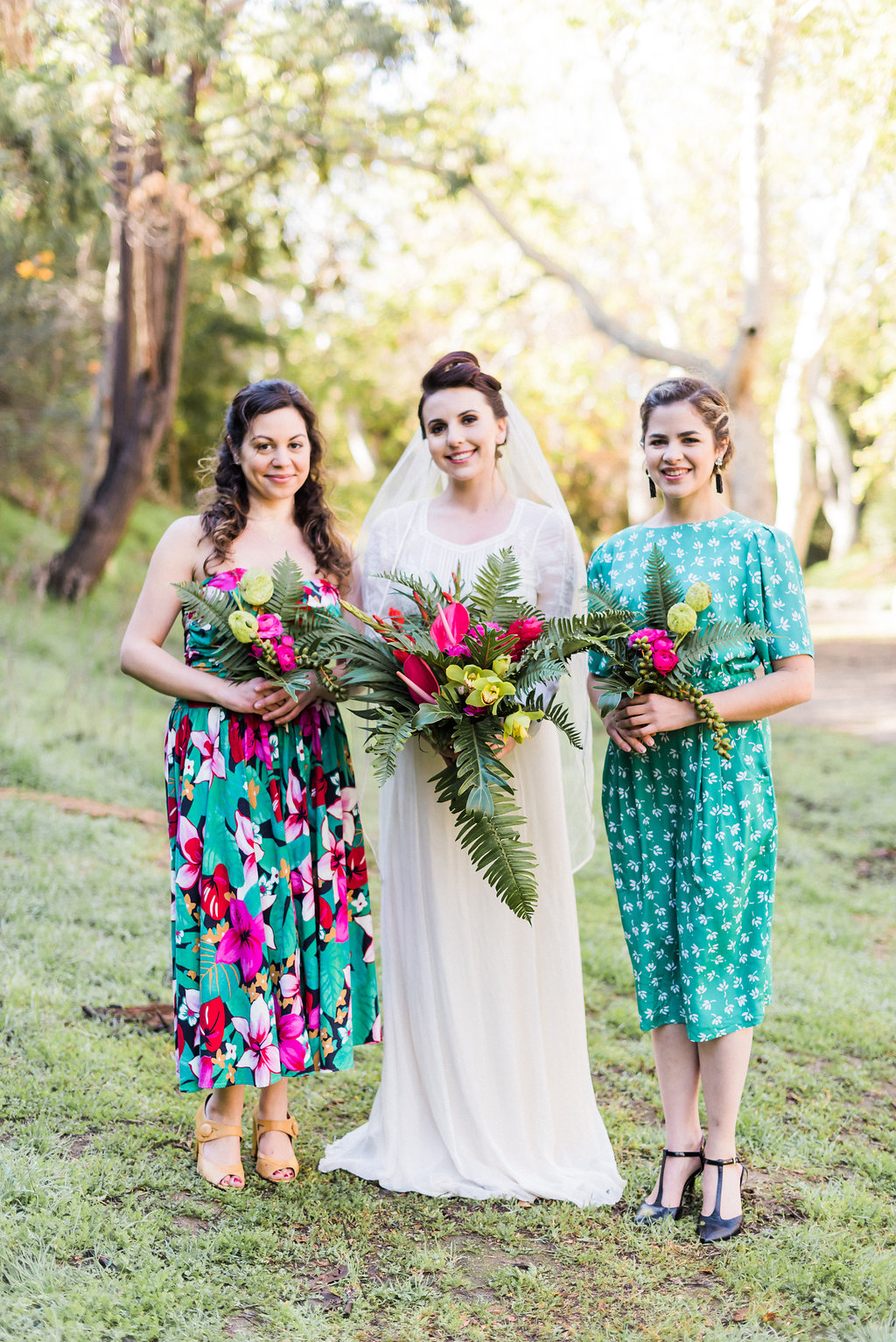 1940's Tropical Wedding with Bright, Bold Styling and Vintage Dresses