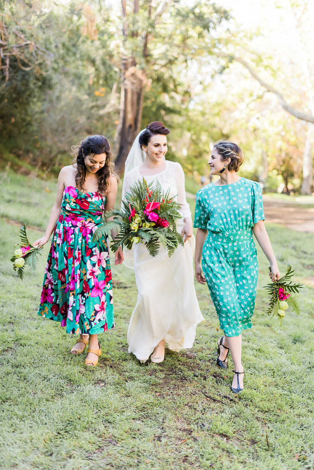 1940's Tropical Wedding with Bright, Bold Styling and Vintage Dresses