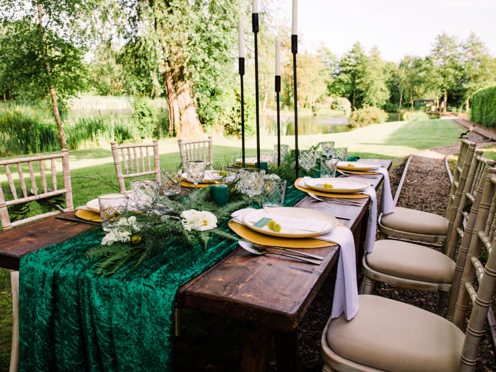 Modern Outdoor Wedding With Bold and Elegant Green and Yellow Styling