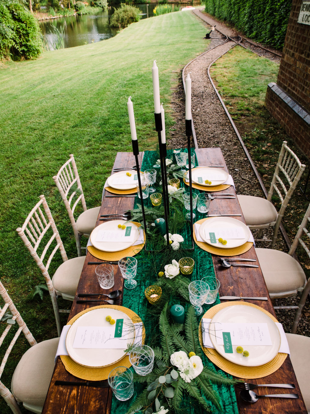 Modern Outdoor Wedding With Bold and Elegant Green and Yellow Styling