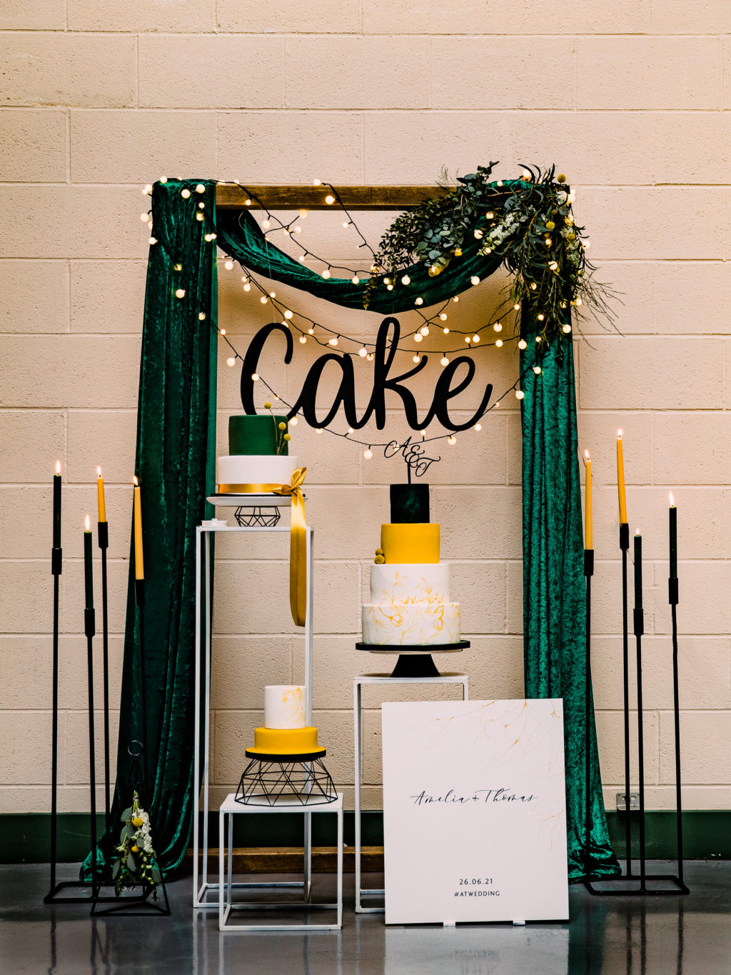 Modern Outdoor Wedding With Bold and Elegant Green and Yellow Styling