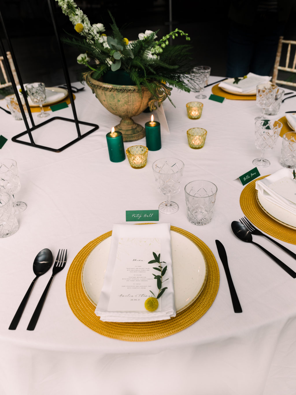 Modern Outdoor Wedding With Bold and Elegant Green and Yellow Styling