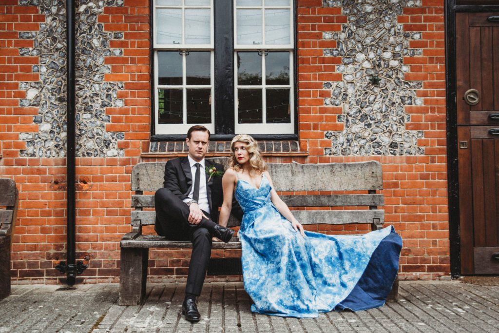 Classic Moviestar Eco-Friendly Wedding With A Blue Wedding Dress