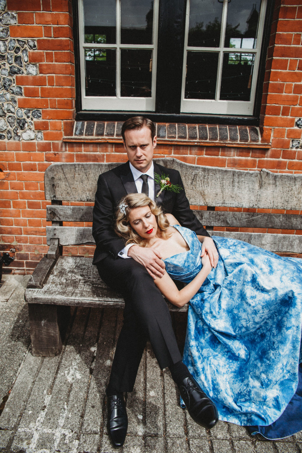 Classic Moviestar Eco-Friendly Wedding With A Blue Wedding Dress