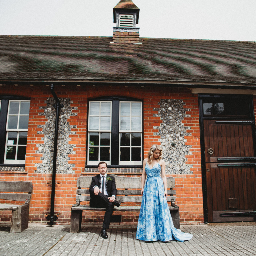 Classic Moviestar Eco-Friendly Wedding With A Blue Wedding Dress