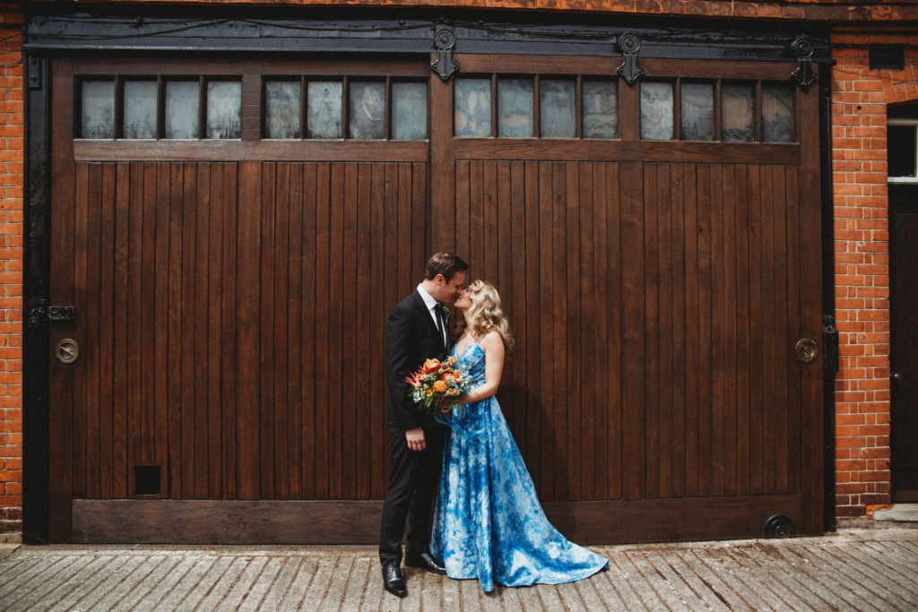 Classic Moviestar Eco-Friendly Wedding With A Blue Wedding Dress