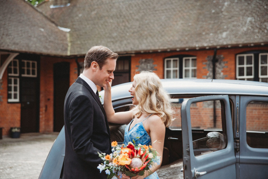 Classic Moviestar Eco-Friendly Wedding With A Blue Wedding Dress