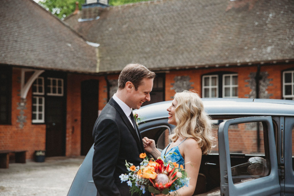 Classic Moviestar Eco-Friendly Wedding With A Blue Wedding Dress