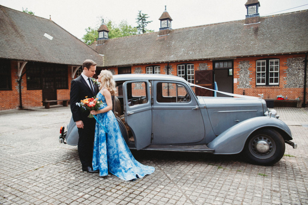 Classic Moviestar Eco-Friendly Wedding With A Blue Wedding Dress