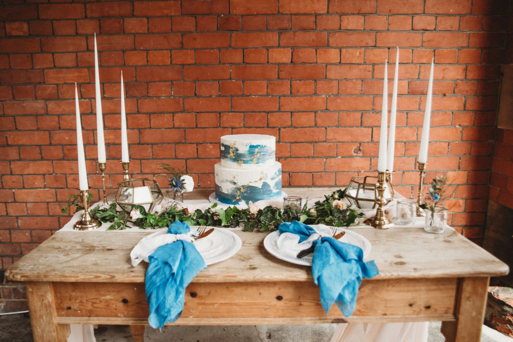 Classic Moviestar Eco-Friendly Wedding With A Blue Wedding Dress