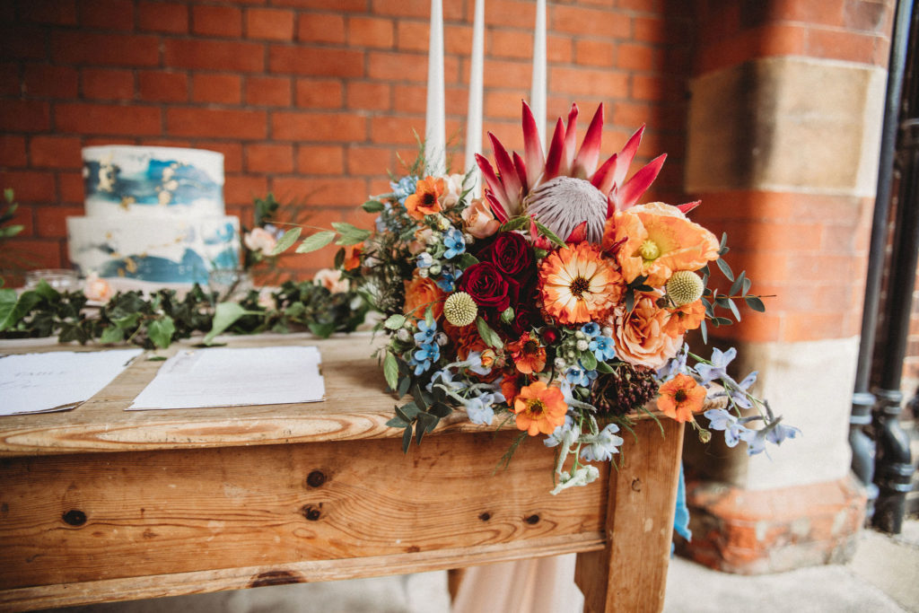 Classic Moviestar Eco-Friendly Wedding With A Blue Wedding Dress