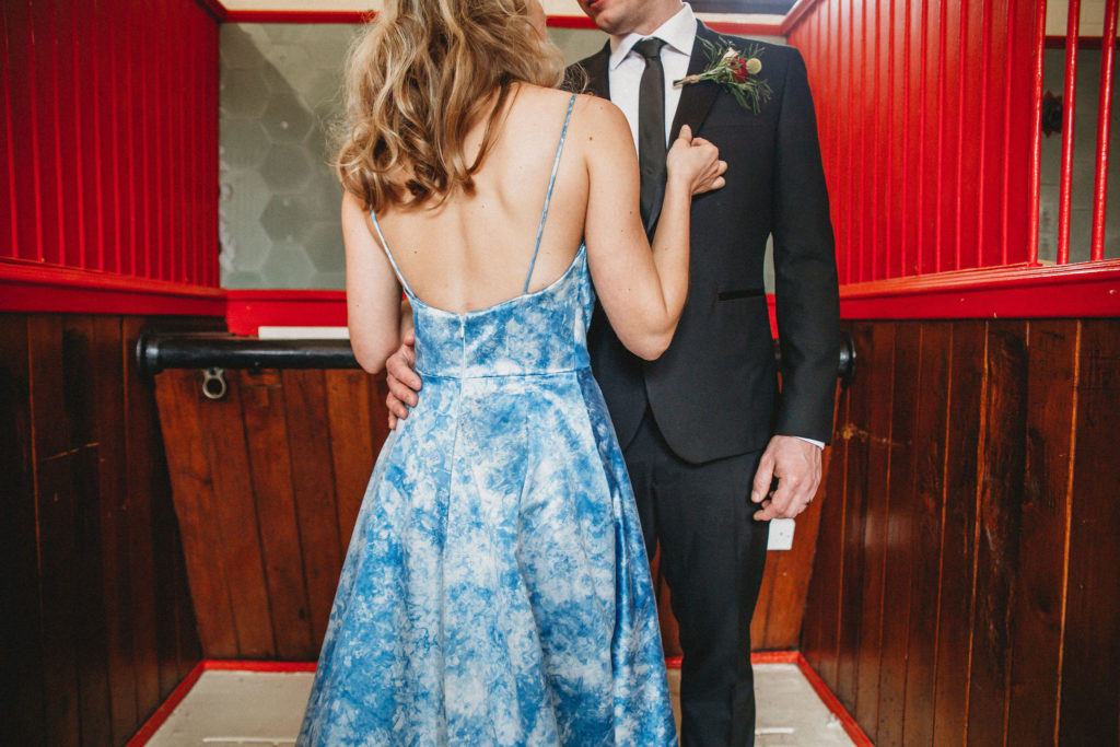 Classic Moviestar Eco-Friendly Wedding With A Blue Wedding Dress