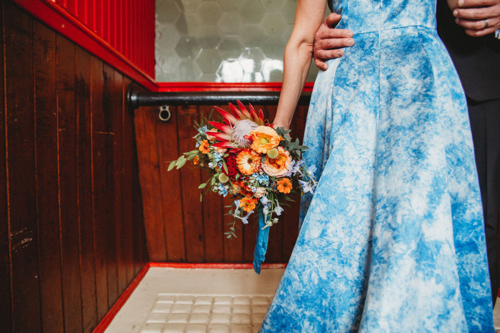 Classic Moviestar Eco-Friendly Wedding With A Blue Wedding Dress