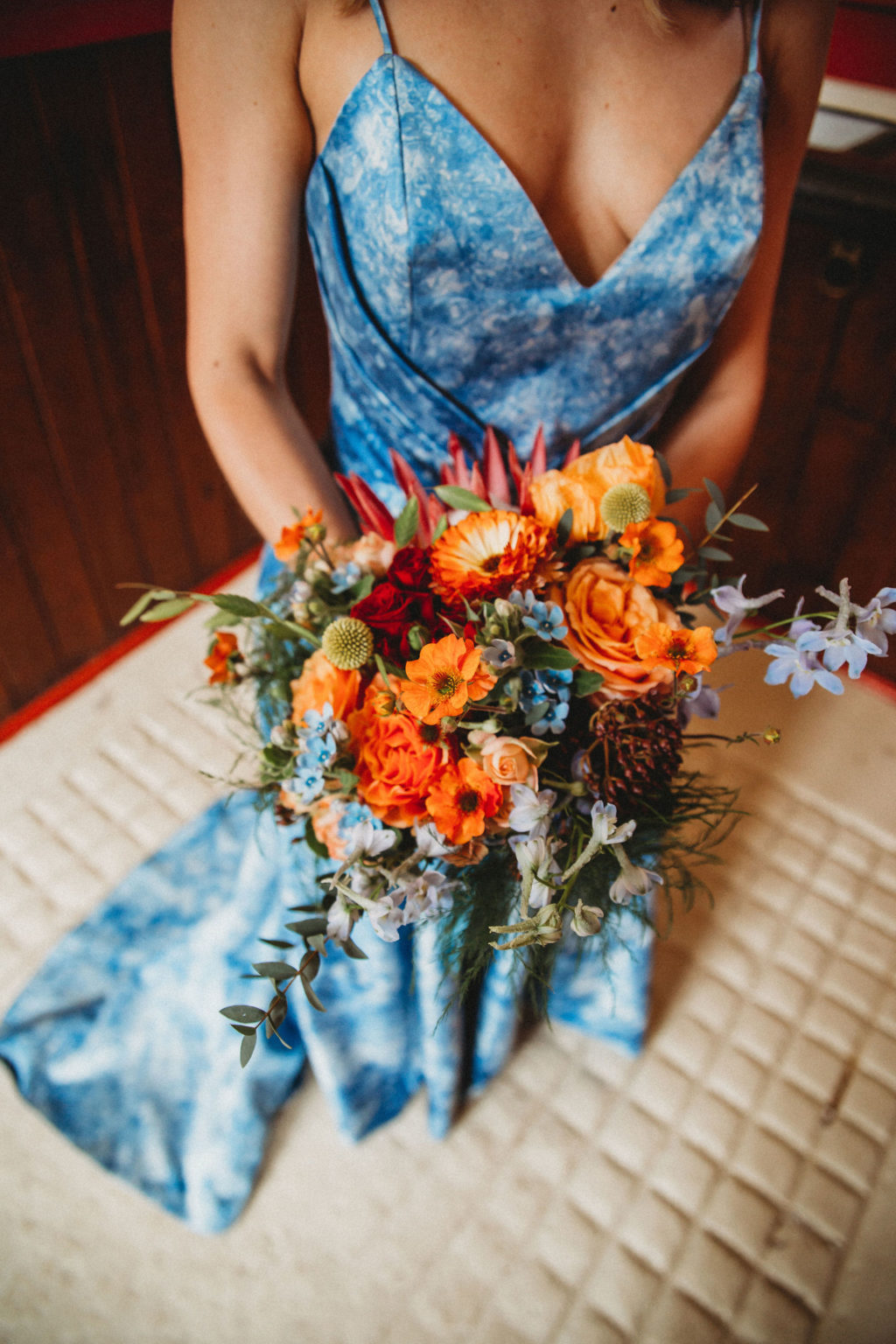 Classic Moviestar Eco-Friendly Wedding With A Blue Wedding Dress