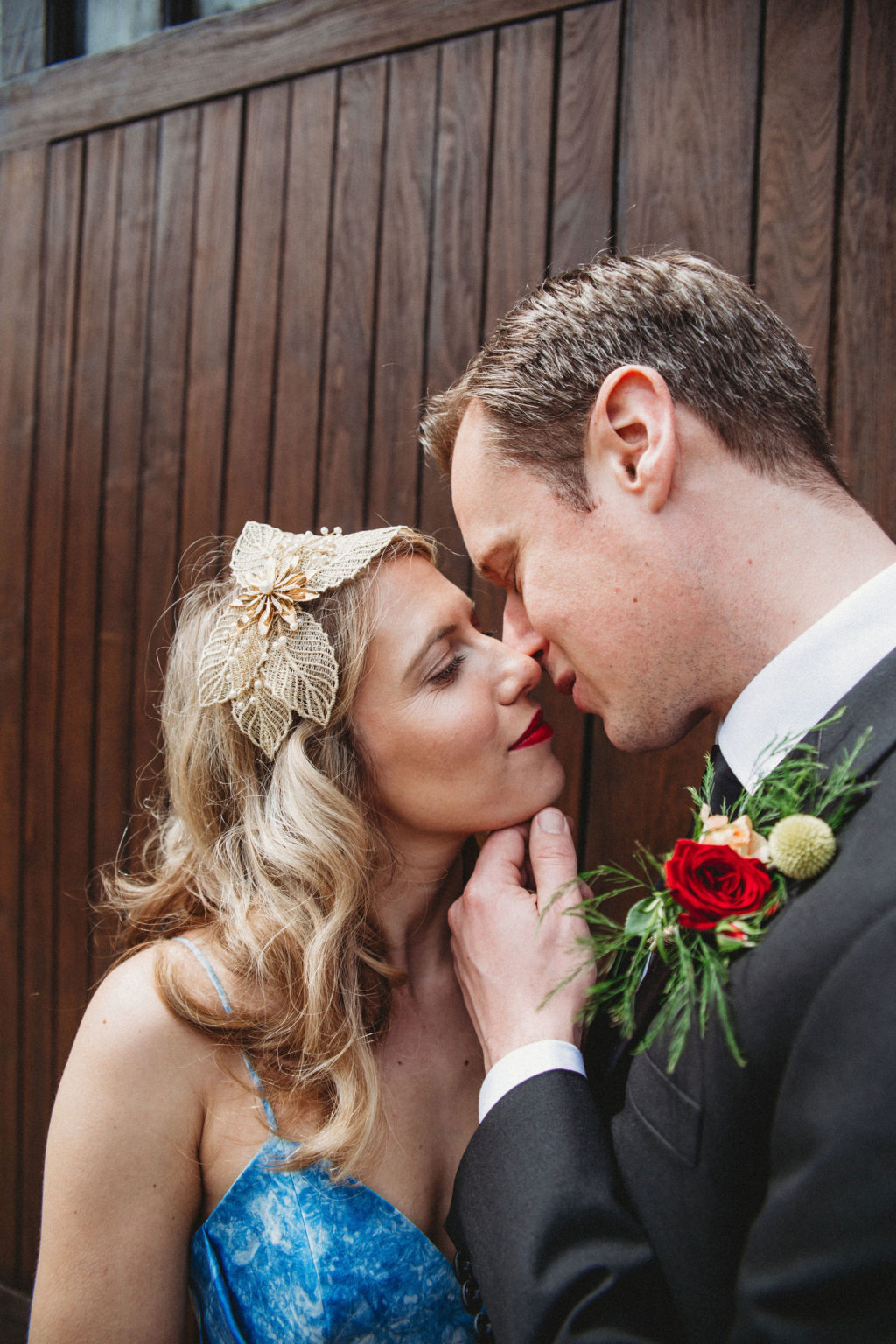 Classic Moviestar Eco-Friendly Wedding With A Blue Wedding Dress