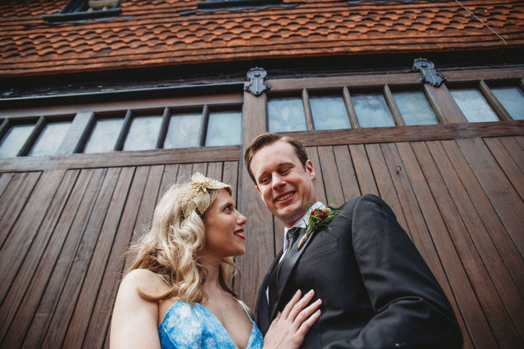 Classic Moviestar Eco-Friendly Wedding With A Blue Wedding Dress