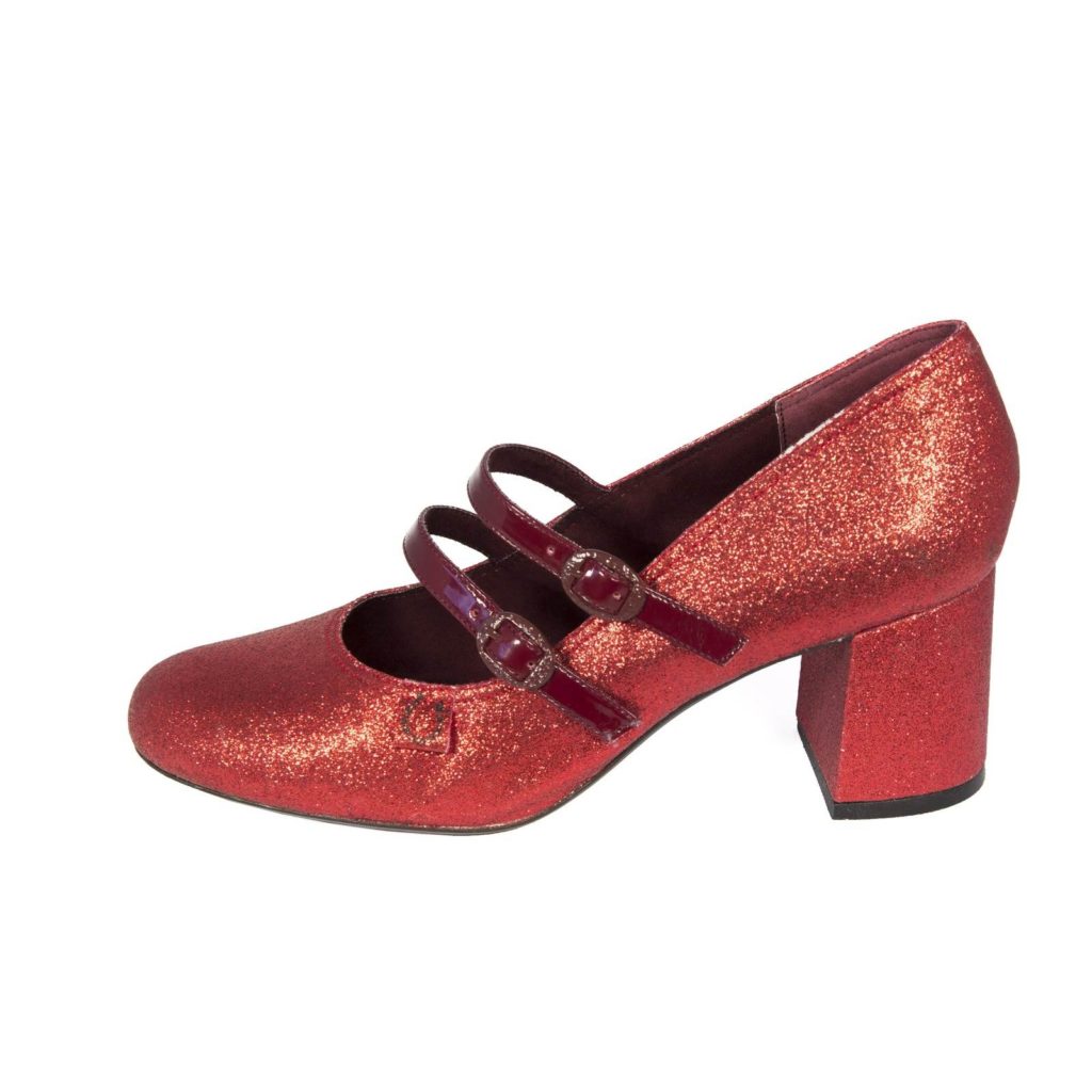 Miss L Fire red glitter wedding shoes