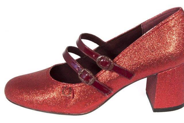 Miss L Fire red glitter wedding shoes