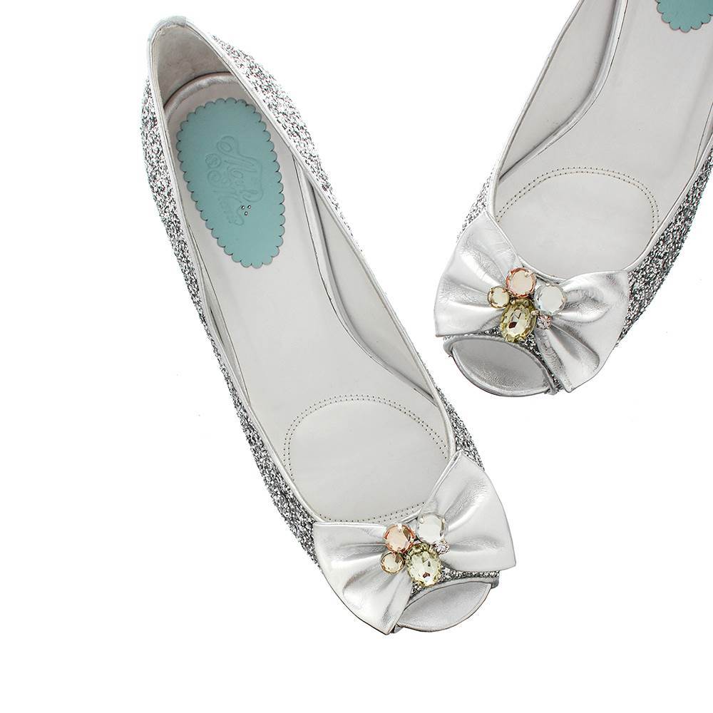 Merle and Morris silver glitter 1960s style wedding shoes