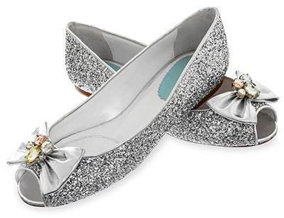 Merle and Morris silver glitter 1960s style wedding shoes