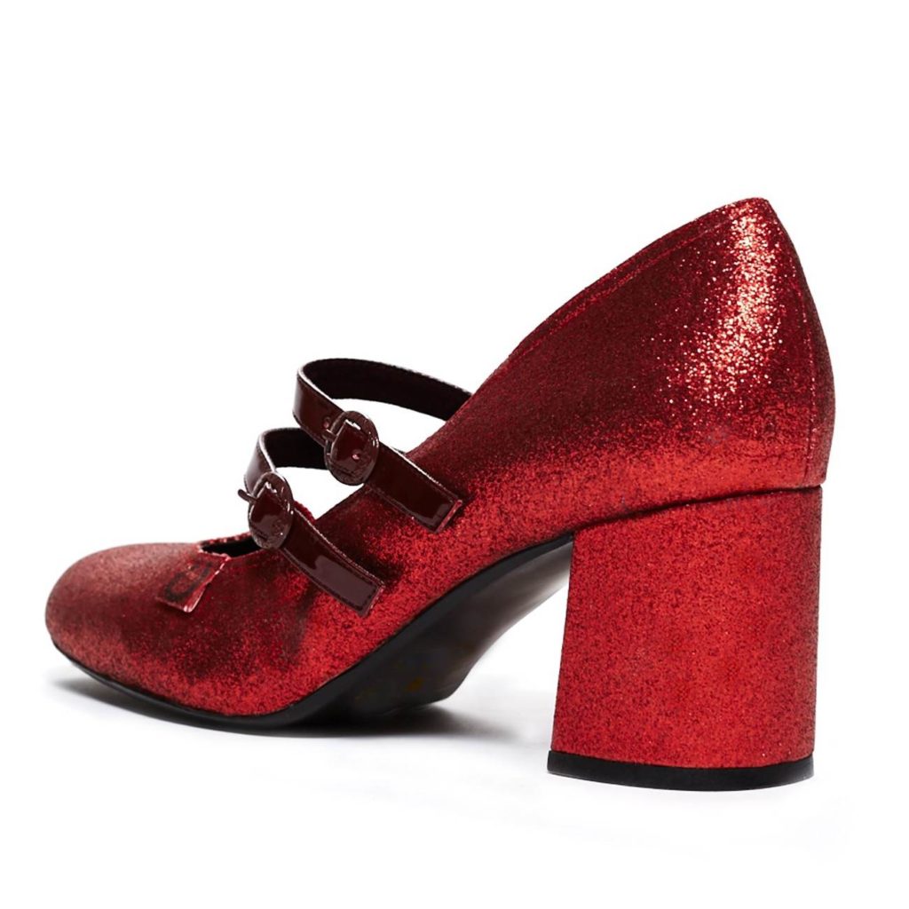 Miss L Fire red glitter wedding shoes