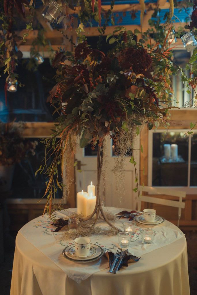 An autumnal Secret Garden Wedding Styled Shoot in an upcycled green house