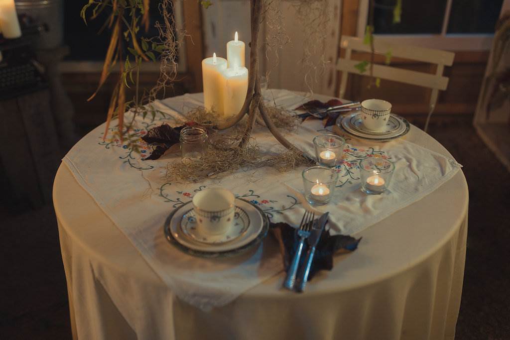 An autumnal Secret Garden Wedding Styled Shoot in an upcycled green house