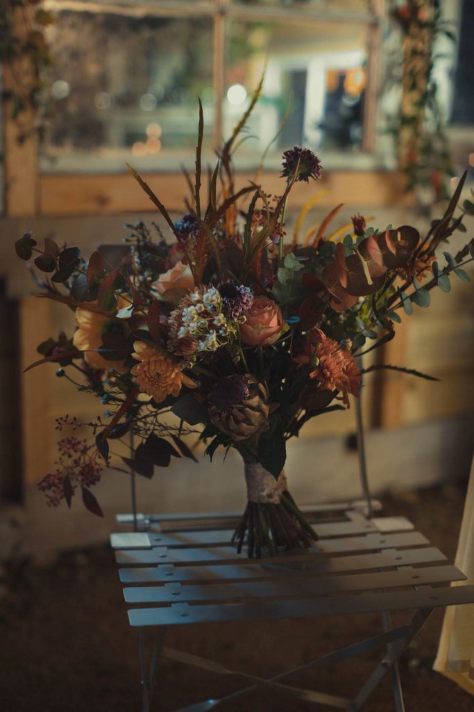 An autumnal Secret Garden Wedding Styled Shoot in an upcycled green house