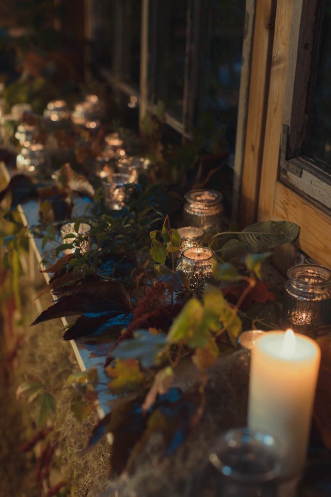 An autumnal Secret Garden Wedding Styled Shoot in an upcycled green house