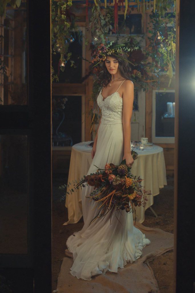 An autumnal Secret Garden Wedding Styled Shoot in an upcycled green house