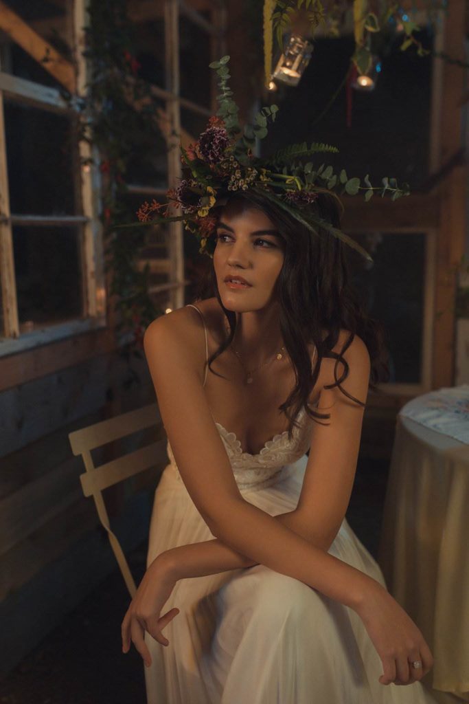 An autumnal Secret Garden Wedding Styled Shoot in an upcycled green house