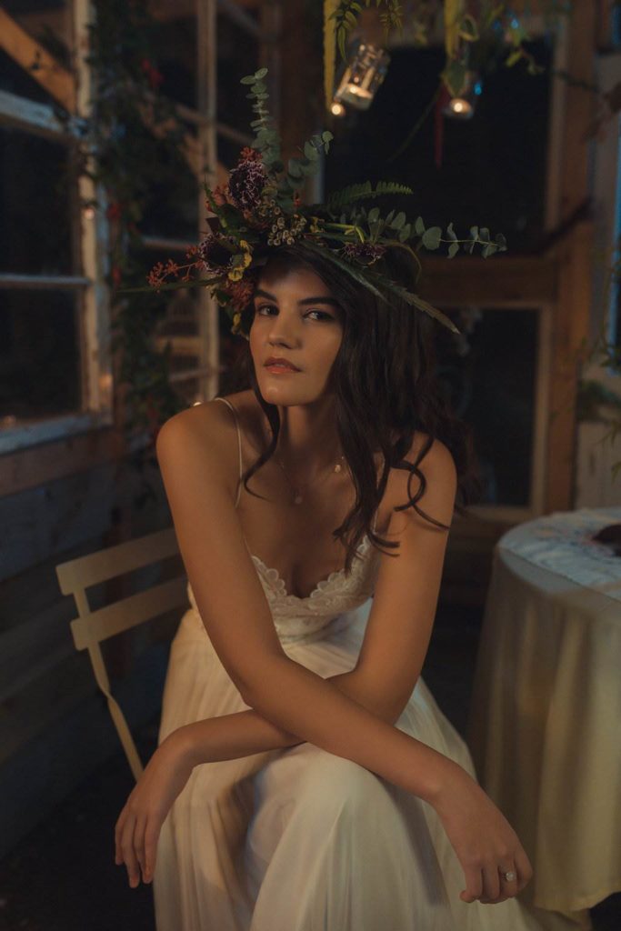 An autumnal Secret Garden Wedding Styled Shoot in an upcycled green house